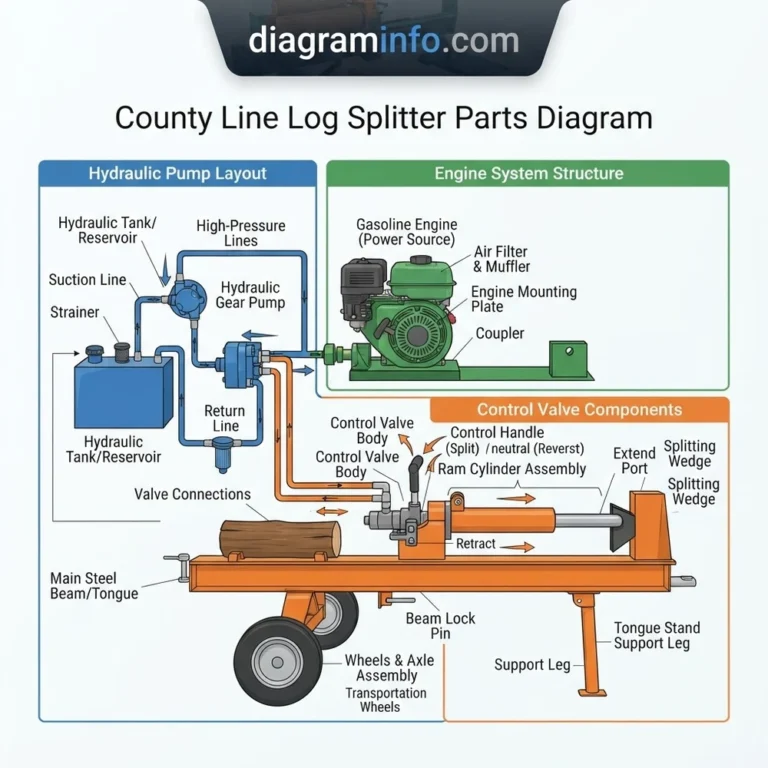 county line log splitter parts diagram diagram with labeled components and explanations