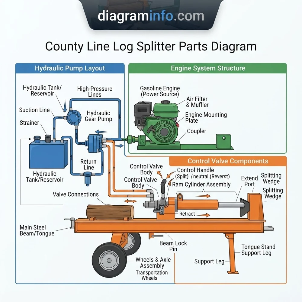 County Line Log Splitter Parts Diagram: 2026 Repair