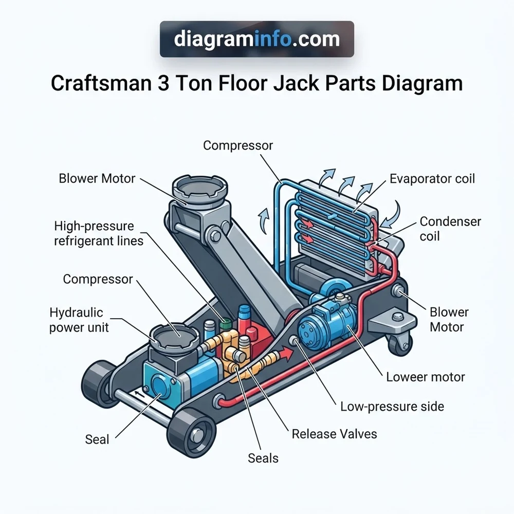 craftsman 3 ton floor jack parts diagram diagram with labeled components and explanations