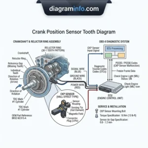 crank position sensor tooth diagram diagram with labeled components and explanations