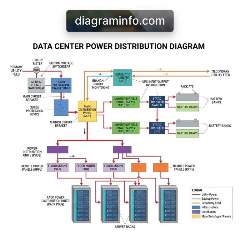 data center power distribution diagram diagram with labeled components and explanations