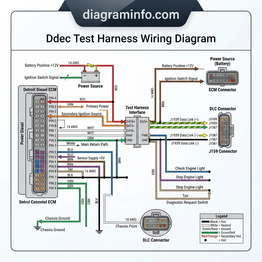 ddec test harness wiring diagram diagram with labeled components and explanations