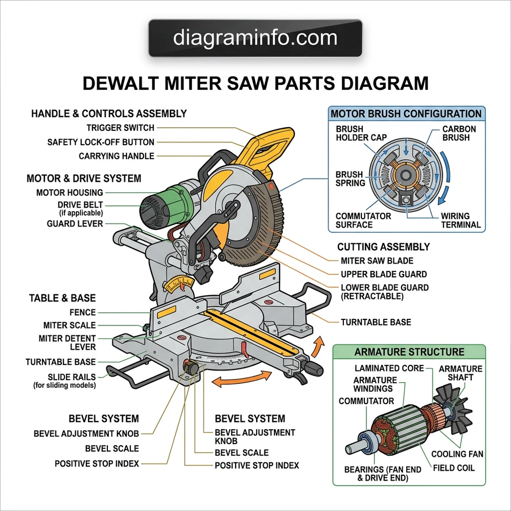 dewalt miter saw parts diagram diagram with labeled components and explanations