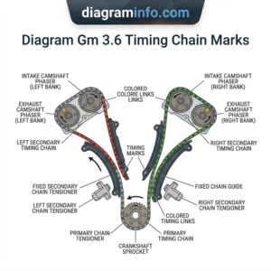 diagram gm 3.6 timing chain marks diagram with labeled components and explanations