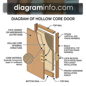diagram of hollow core door diagram with labeled components and explanations