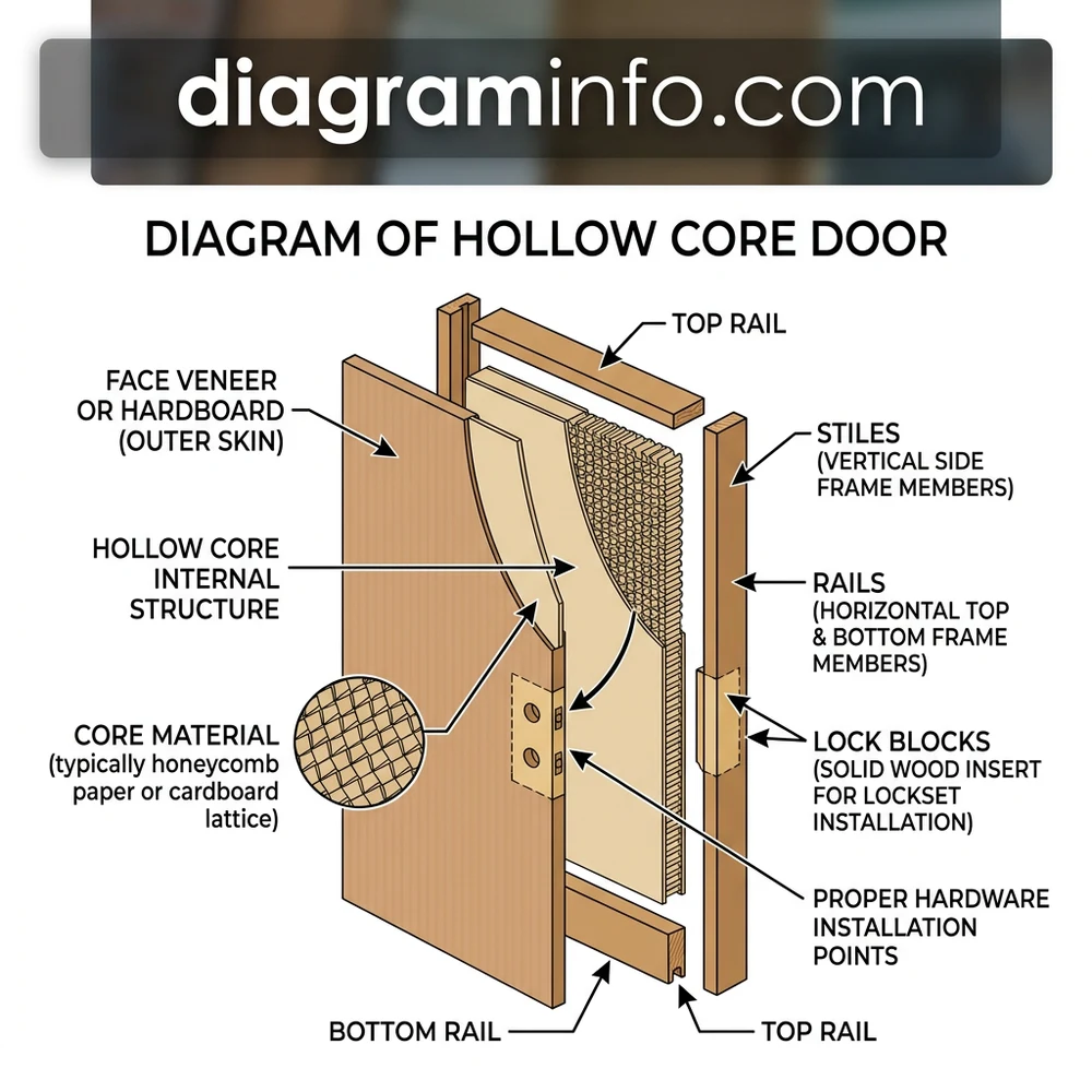 diagram of hollow core door diagram with labeled components and explanations