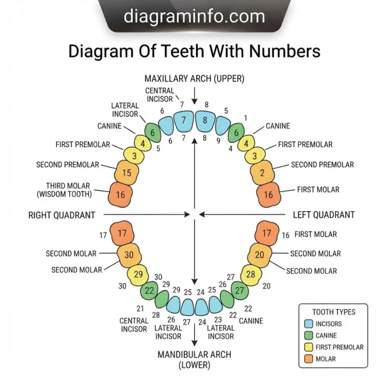 diagram of teeth with numbers diagram with labeled components and explanations