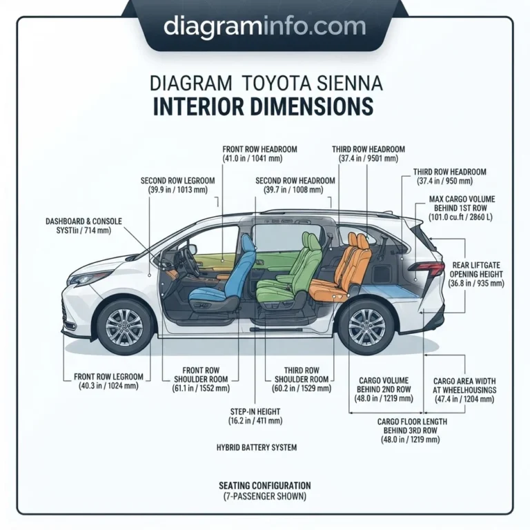 diagram toyota sienna interior dimensions diagram with labeled components and explanations