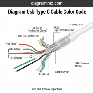diagram usb type c cable color code diagram with labeled components and explanations