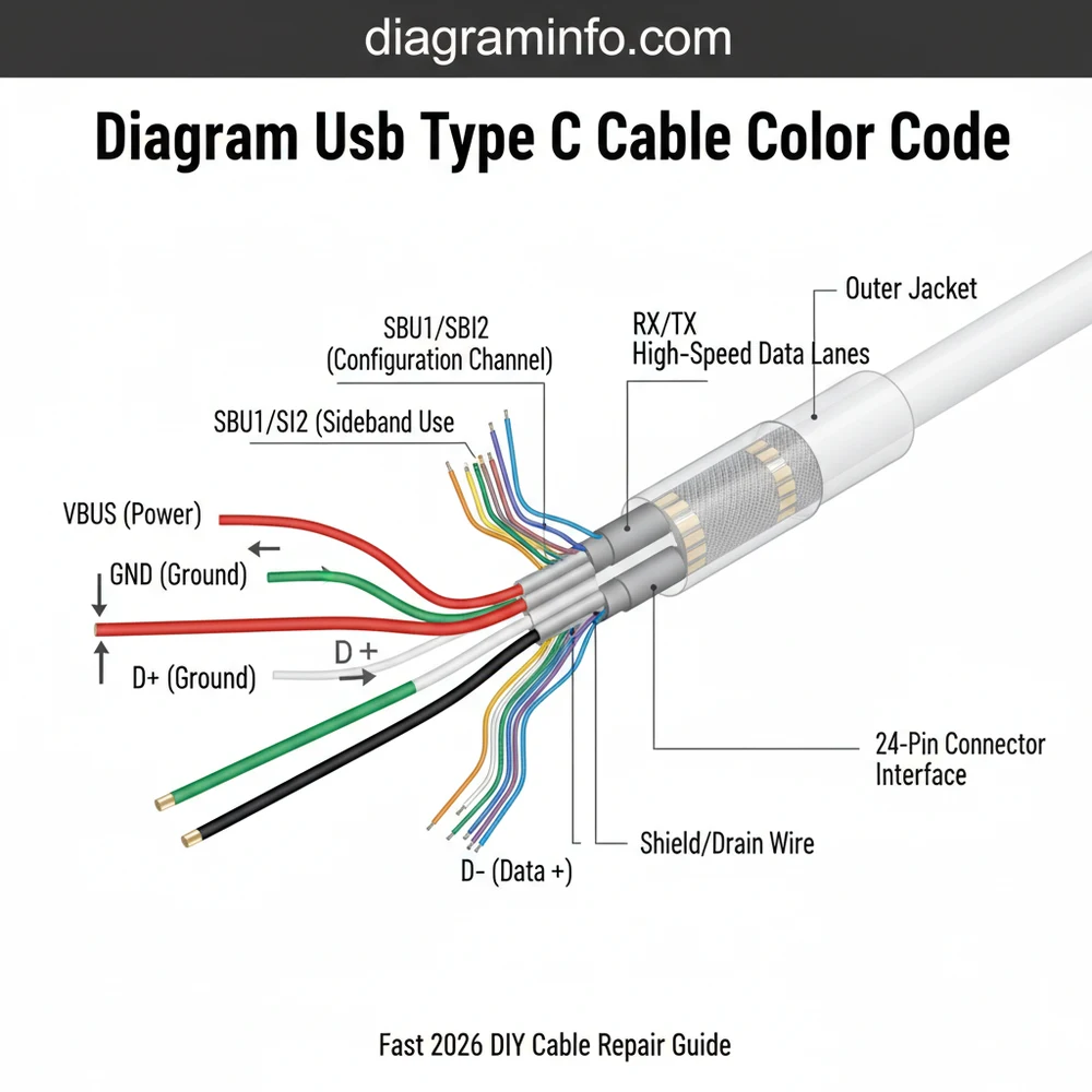 diagram usb type c cable color code diagram with labeled components and explanations