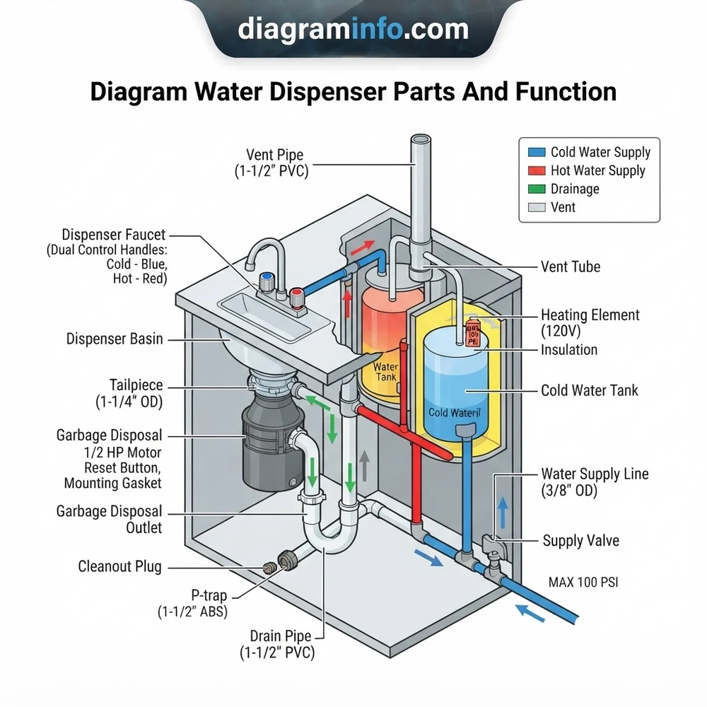 diagram water dispenser parts and function diagram with labeled components and explanations