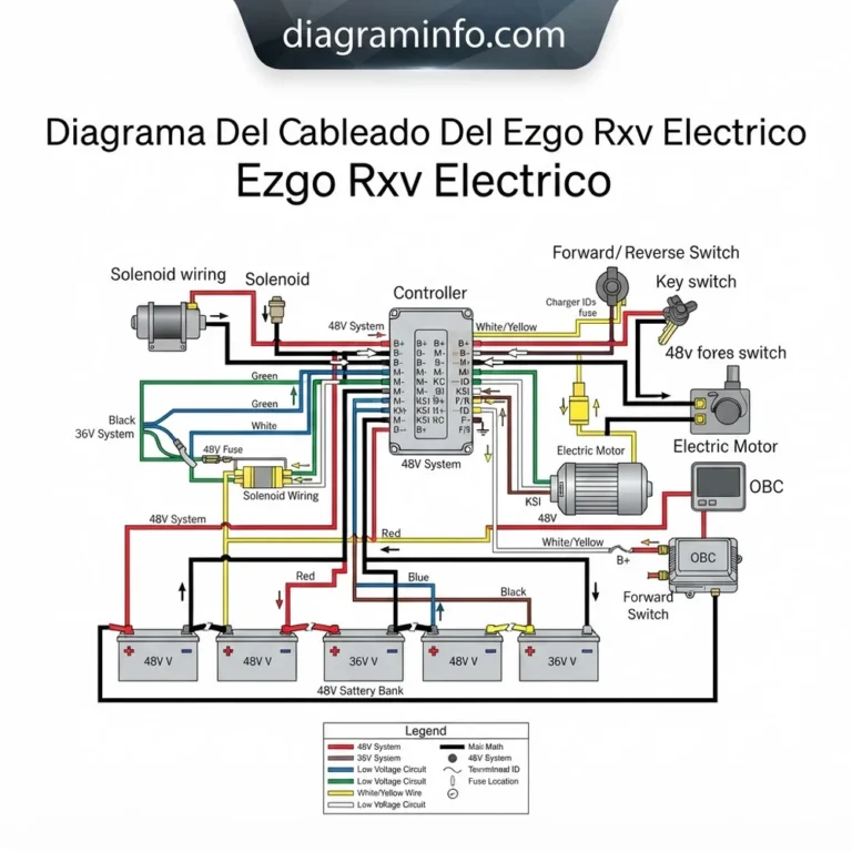 diagrama del cableado del ezgo rxv electrico diagram with labeled components and explanations