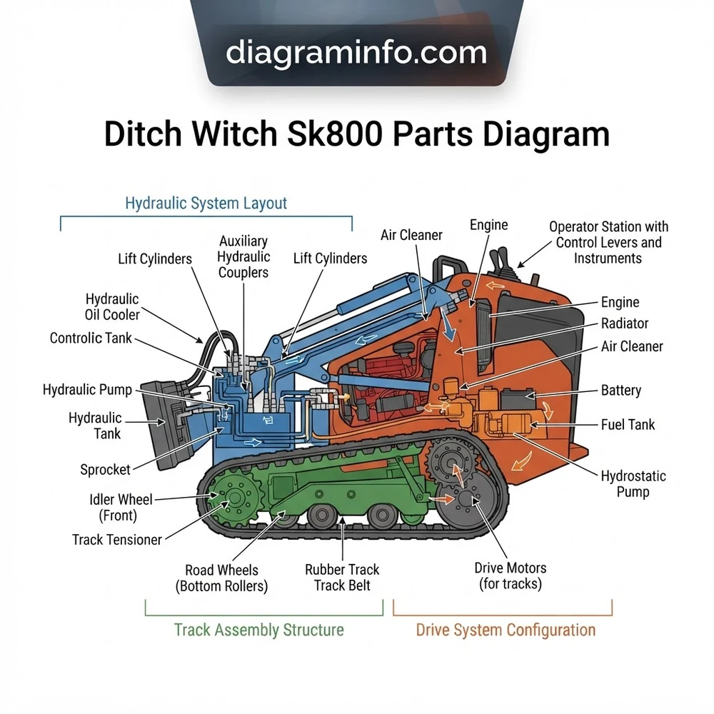 ditch witch sk800 parts diagram diagram with labeled components and explanations