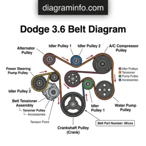 dodge 3.6 belt diagram diagram with labeled components and explanations