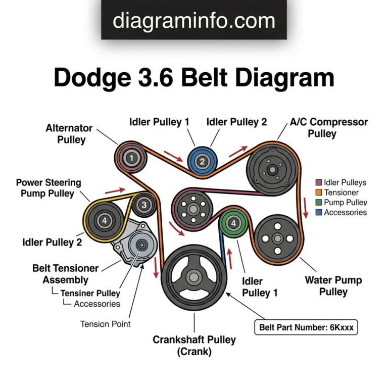 dodge 3.6 belt diagram diagram with labeled components and explanations