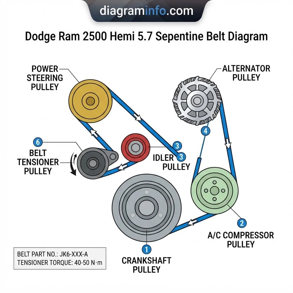Dodge Ram 2500 Hemi 5.7 Sepentine Belt Diagram: Proper Routing 2026