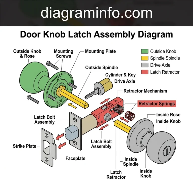 door knob latch assembly diagram diagram with labeled components and explanations