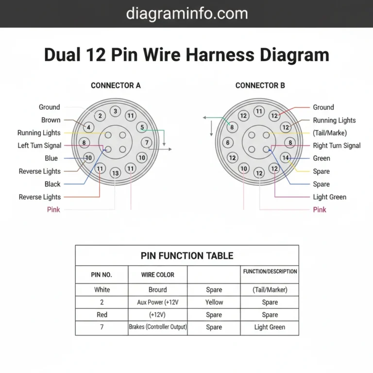 dual 12 pin wire harness diagram diagram with labeled components and explanations