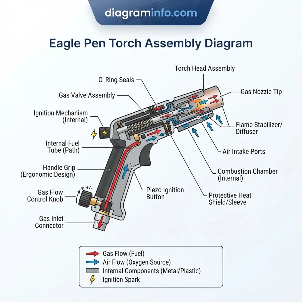eagle pen torch assembly diagram diagram with labeled components and explanations