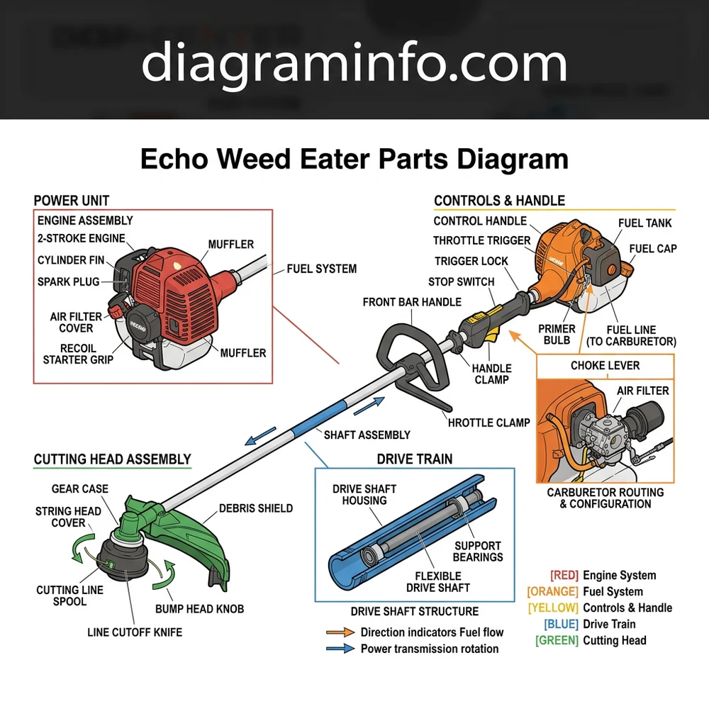 echo weed eater parts diagram diagram with labeled components and explanations