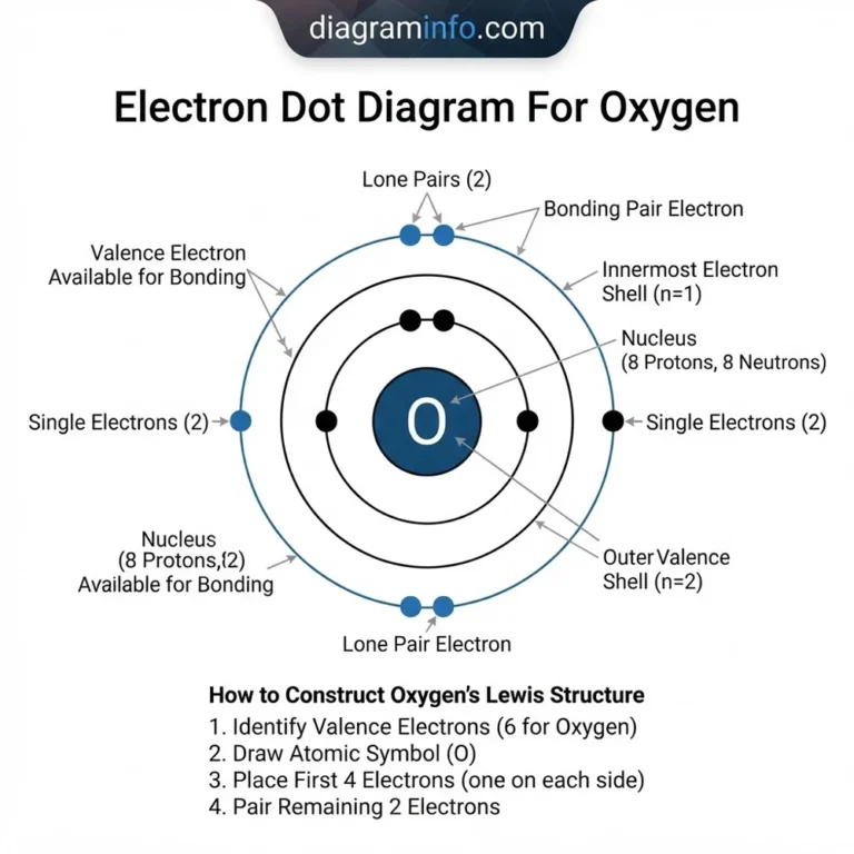electron dot diagram for oxygen diagram with labeled components and explanations