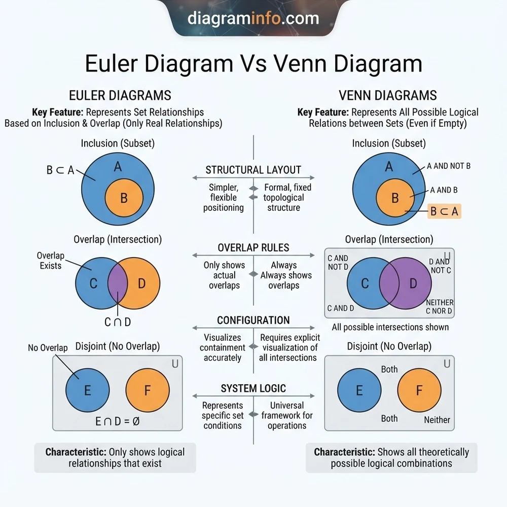 euler diagram vs venn diagram diagram with labeled components and explanations