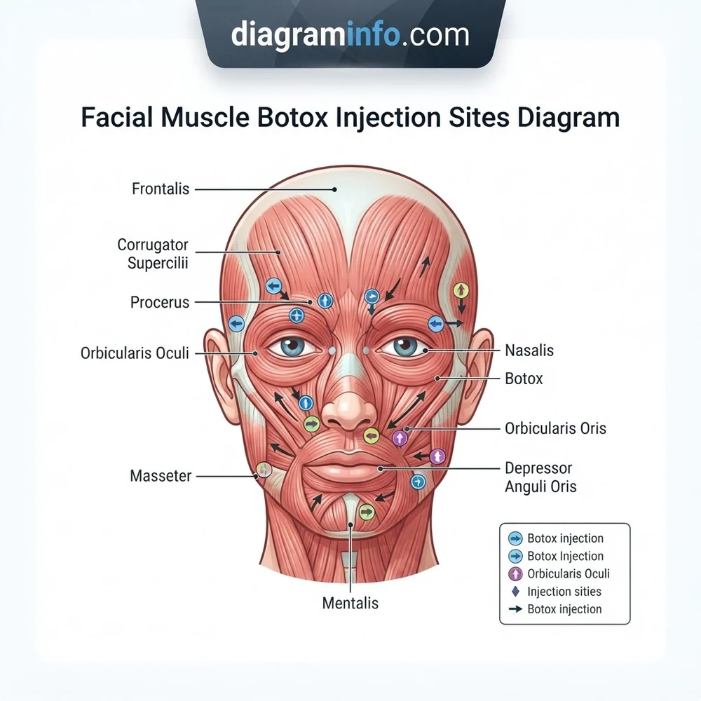 facial muscle botox injection sites diagram diagram with labeled components and explanations