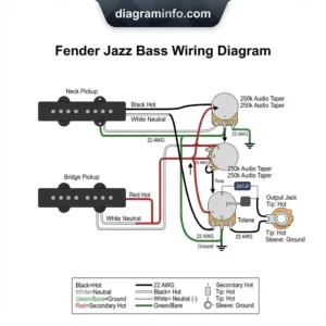 fender jazz bass wiring diagram diagram with labeled components and explanations