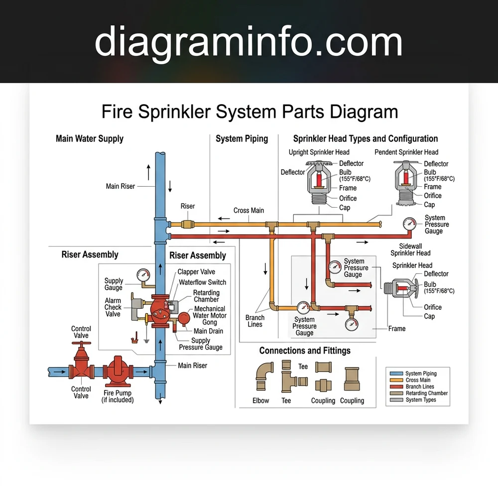 fire sprinkler system parts diagram diagram with labeled components and explanations