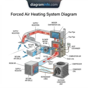 forced air heating system diagram diagram with labeled components and explanations