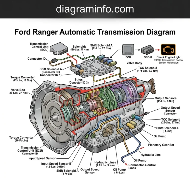 ford ranger automatic transmission diagram diagram with labeled components and explanations
