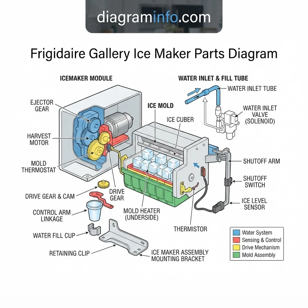 frigidaire gallery ice maker parts diagram diagram with labeled components and explanations