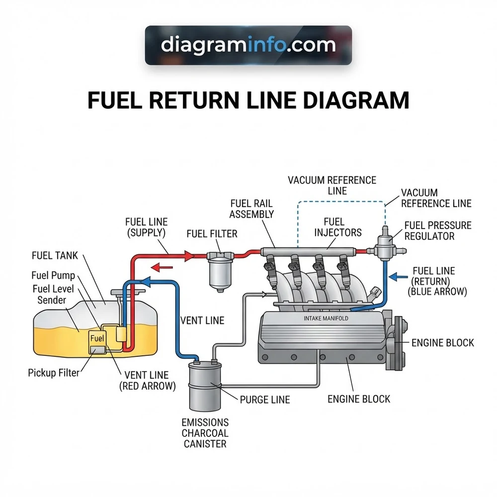 fuel return line diagram diagram with labeled components and explanations