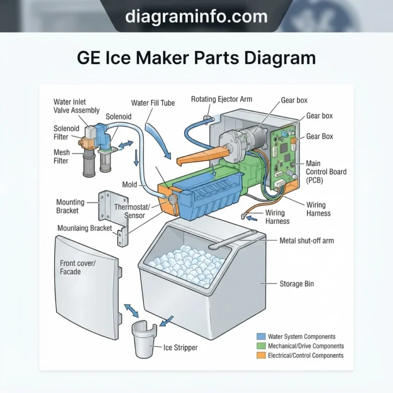 ge ice maker parts diagram diagram with labeled components and explanations