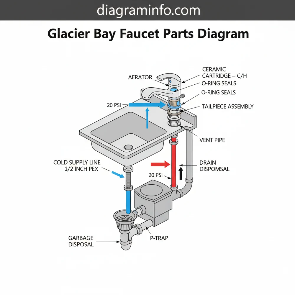 glacier bay faucet parts diagram diagram with labeled components and explanations