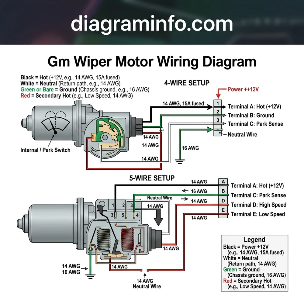 gm wiper motor wiring diagram diagram with labeled components and explanations