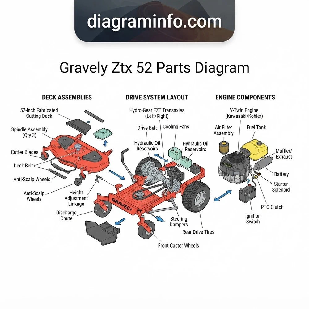 gravely ztx 52 parts diagram diagram with labeled components and explanations