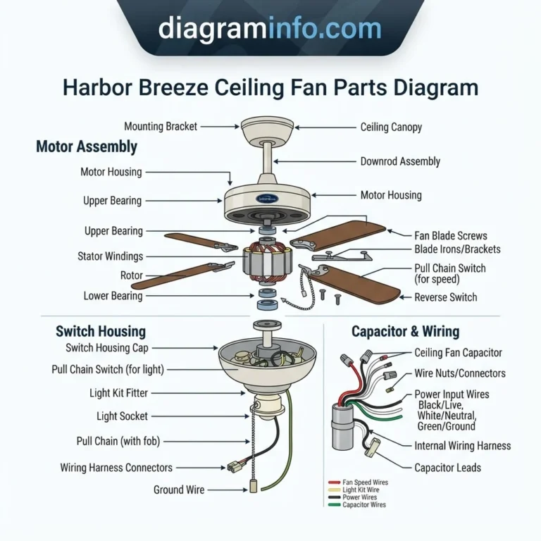harbor breeze ceiling fan parts diagram diagram with labeled components and explanations