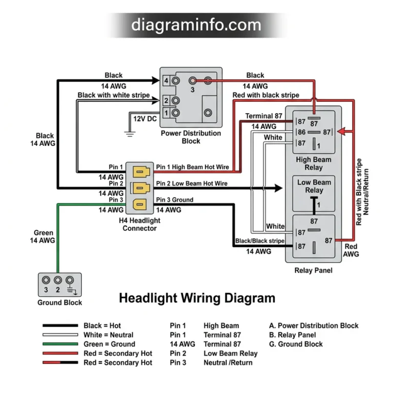 headlight wiring diagram diagram with labeled components and explanations
