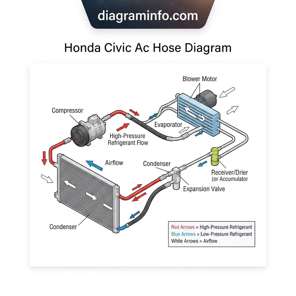 honda civic ac hose diagram diagram with labeled components and explanations