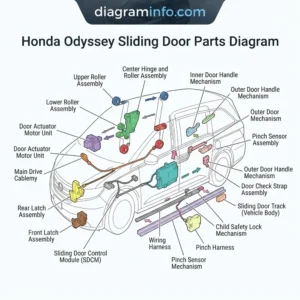 honda odyssey sliding door parts diagram diagram with labeled components and explanations