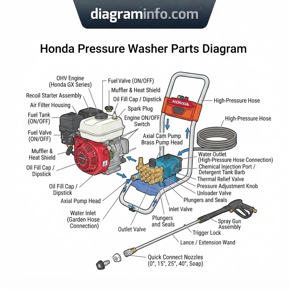 honda pressure washer parts diagram diagram with labeled components and explanations