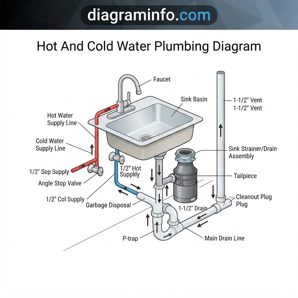 hot and cold water plumbing diagram diagram with labeled components and explanations