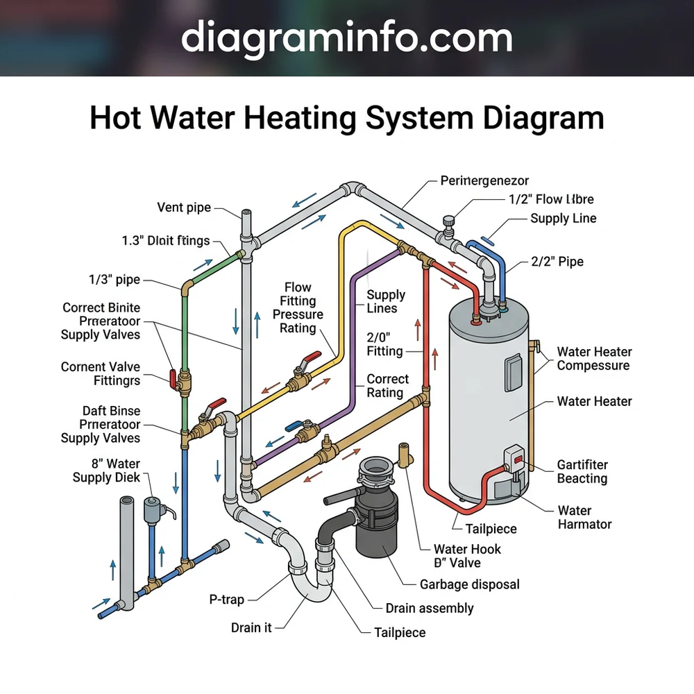 hot water heating system diagram diagram with labeled components and explanations
