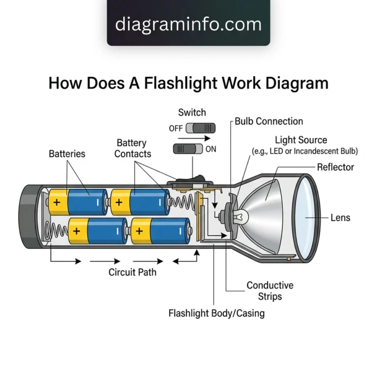 how does a flashlight work diagram diagram with labeled components and explanations