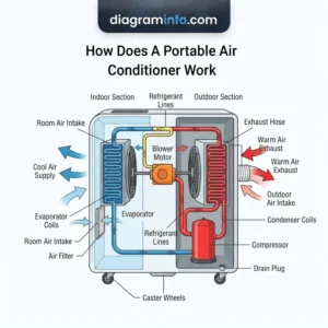 how does a portable air conditioner work diagram diagram with labeled components and explanations