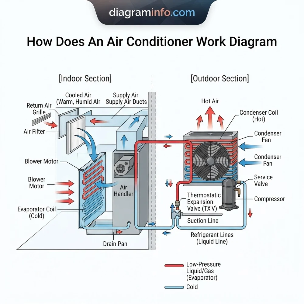 Split AC How Does an Air Conditioner Work Diagram: 2026