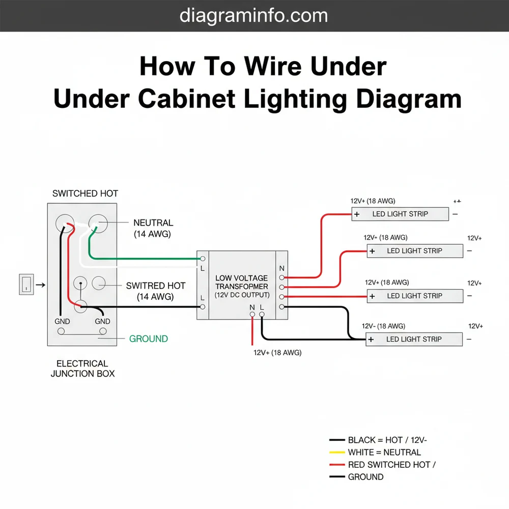 how to wire under cabinet lighting diagram diagram with labeled components and explanations