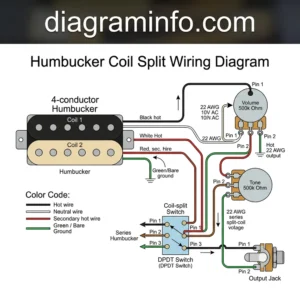 humbucker coil split wiring diagram diagram with labeled components and explanations