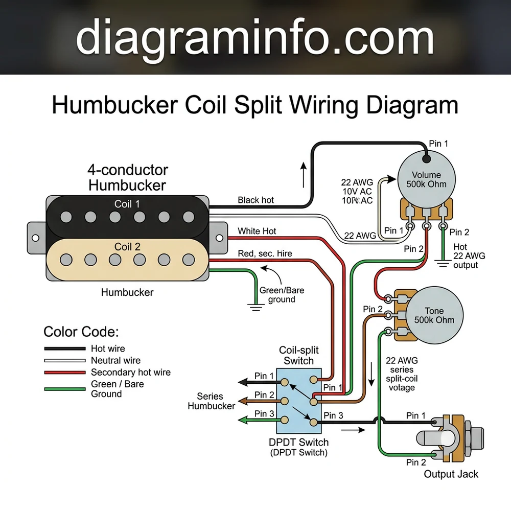 humbucker coil split wiring diagram diagram with labeled components and explanations